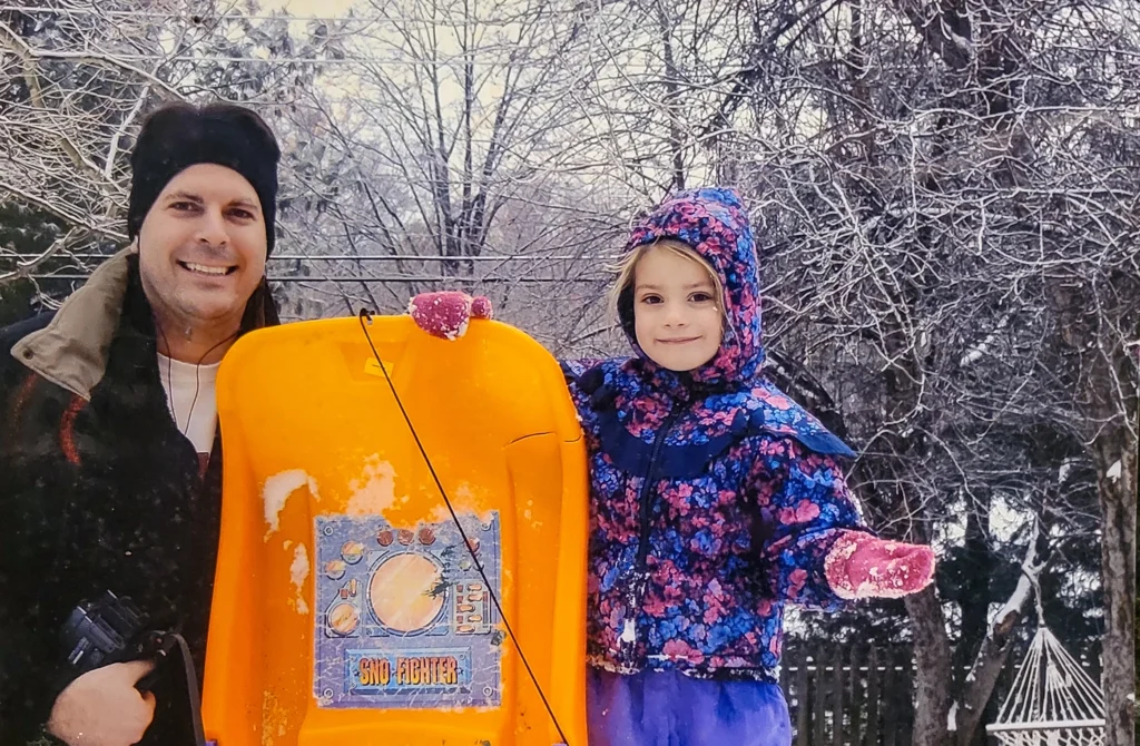 Todd and Diana Dudenhoeffer bundled up for a snow day in February 2004.