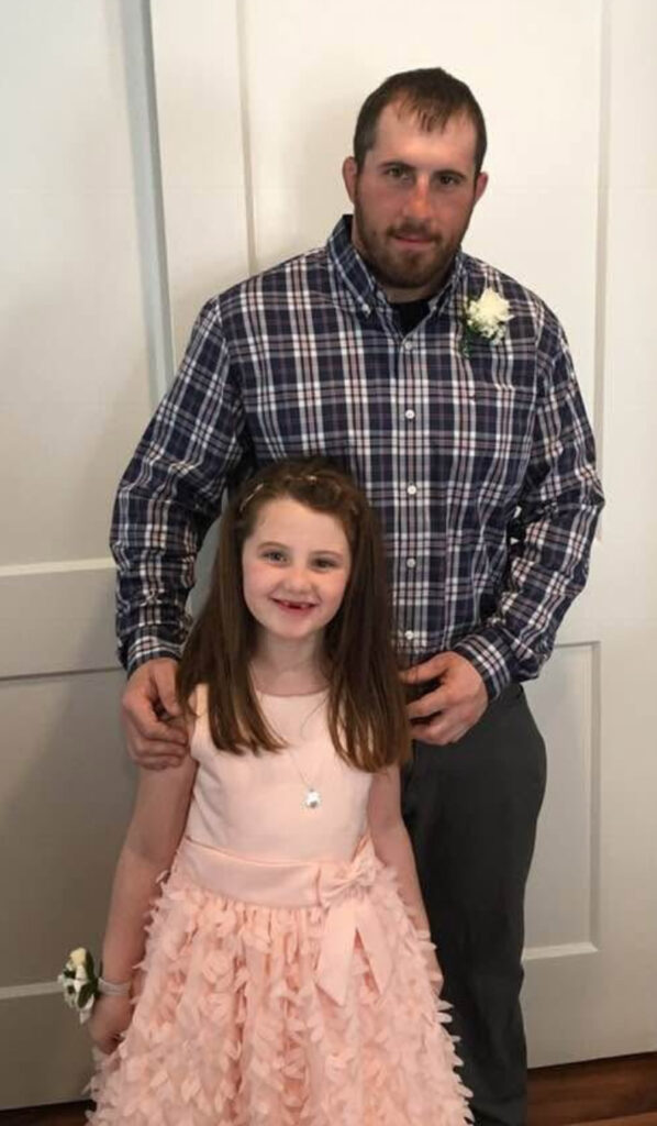 Adam Halliday with daughter