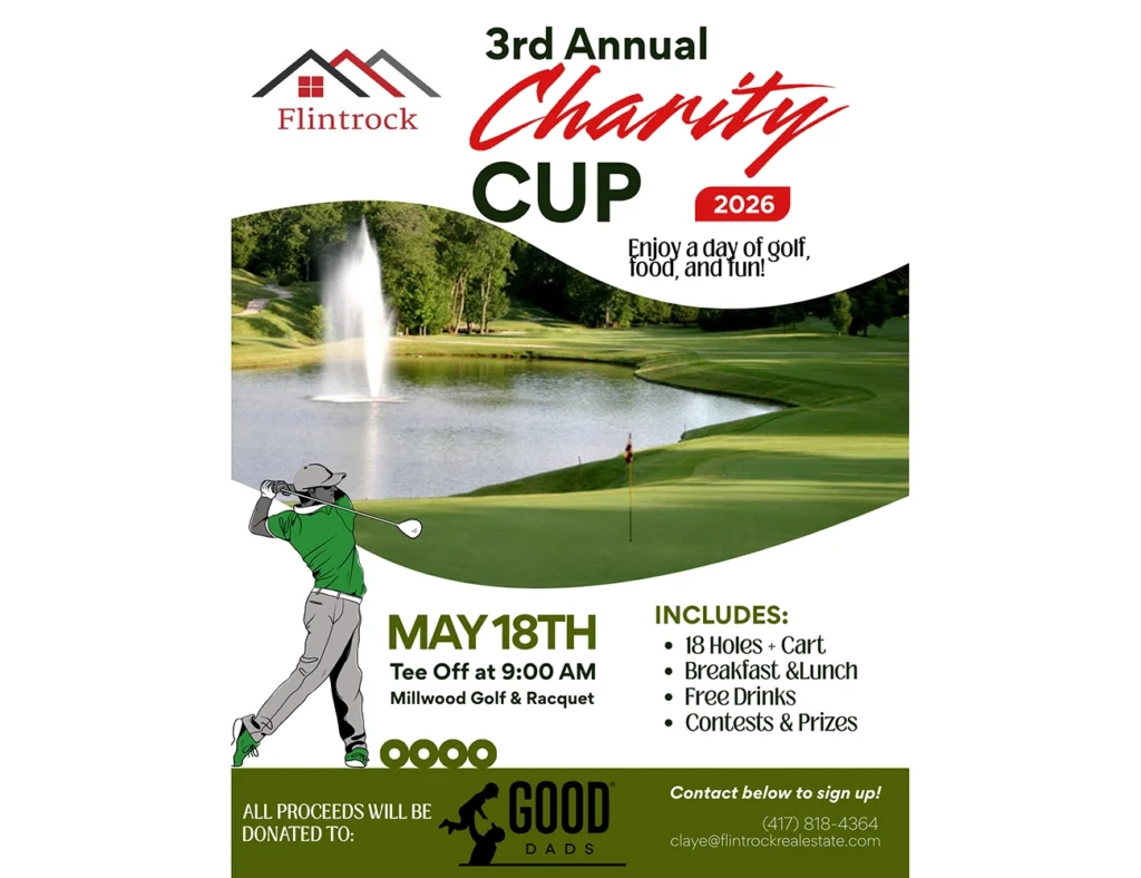 A promo for the third-annual Charity Golf Cup, partnering Good Dads with Flintrock Home Builders, May 18 at 9 a.m. at Millwood Gold & Racquet