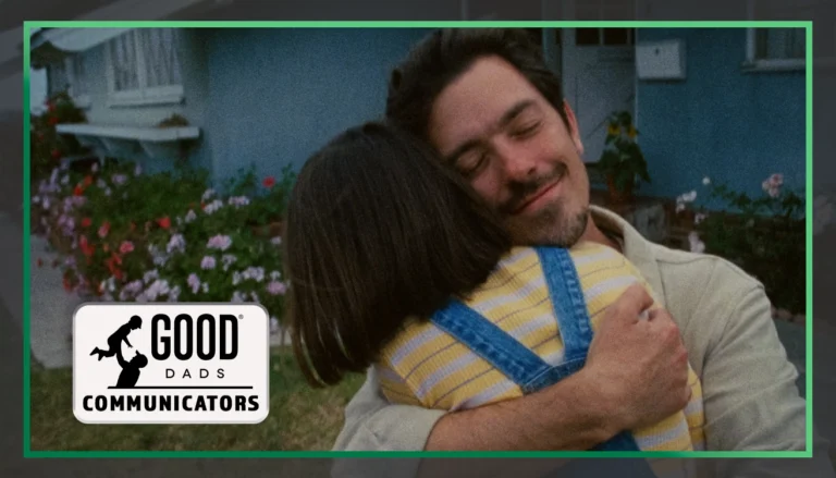 Good Dads Communicators: a smiling father embraces his young daughter