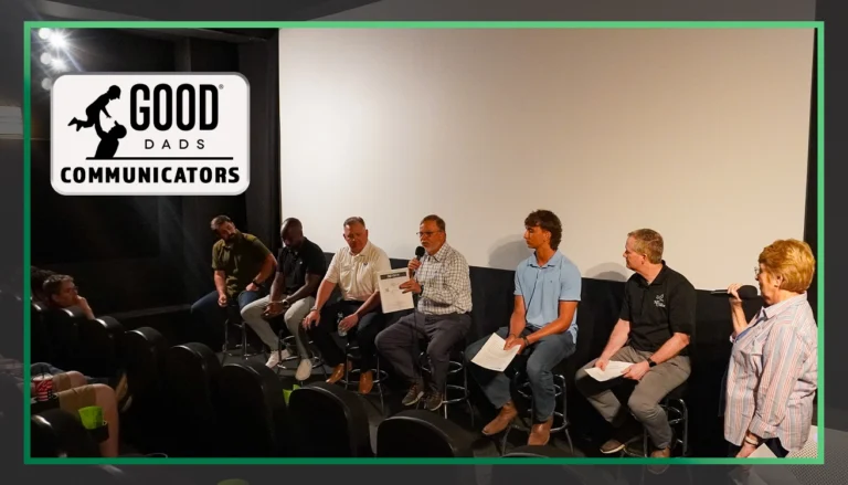 Good Dads Communicators: six members of a panel after a Gone Guys screening
